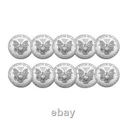 2020 1 Oz Américaine Silver Eagle Bu Lot De 10 Pièces 1 $ Us Mint Argent