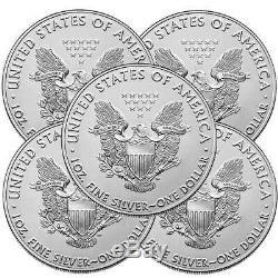 2020 1 Oz Américaine Silver Eagle Coin Brillant Uncirculated Lot De 5