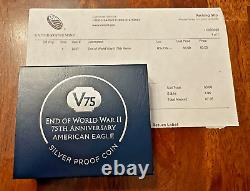 2020 Fin de la Seconde Guerre mondiale 75e anniversaire American Eagle Pièce d'argent Proof V75