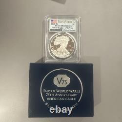 2020-W 1 $ Argent Aigle V75 Marque Privée, Fin de la Seconde Guerre mondiale PCGS PR69DCAM Première Frappe