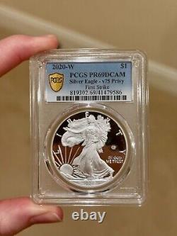 2020 W 1 $ Éagle en Argent Proof de la Seconde Guerre mondiale V75 Privé Pcgs Pr69dcam Noté Neuf