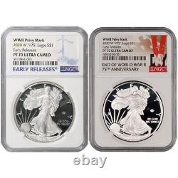 2020-W 1 oz V75 Privy Proof American Silver Eagle Coin NGC PF70 (Étiquette variée)