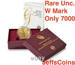 2020 W American Eagle Gold Uncirculé Une Once 22 Carats Us Mint Coin 1 20eh
