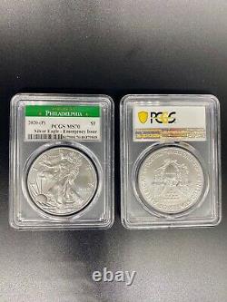 2020 (p) Tres Rare Mint American Eagle Argent Pcgs Ms70 D'urgence Philadelphie