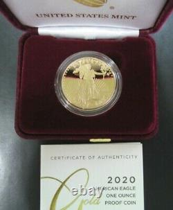 2020-w $50 One Ounce Gold American Eagle Proof Coin, Us Mint 20eb