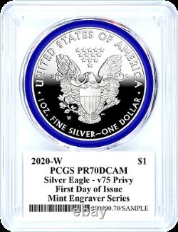 2020-w Mint Engraver-privy Mark-silver Eagle-pcgs Pr70-fdoi-mercanti-pop 159