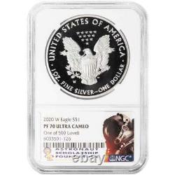 2020-w Proof $1 American Silver Eagle Ngc Pf70uc Jim Lovell Signature Étiquette 1 De