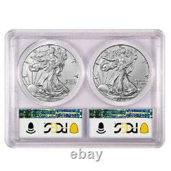 2021 $1 T1 Et T2 Silver Eagle Set Pcgs Ms70 Premier Et Dernier Jour De Production La