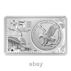 2021 35e Anniversaire American Silver Eagle Coin & Bar 3oz Silver Set