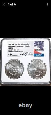 2021 AIGLE D’ARGENT Dernier premier jour de production dans un double étui NGC MS70