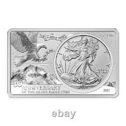 2021 Aigle d'argent américain 35e anniversaire Ensemble de pièces et de barres en argent de 3 oz