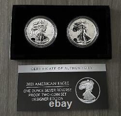 2021 American Eagle One Ounce Silver Inverse Proof Two-coin Set Designer Edition