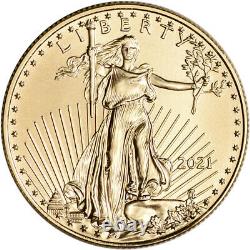 2021 American Gold Eagle 1/2 Oz 25 $ 1 Rouleau Quarante 40 Pièces Bu Dans Mint Tube