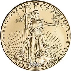 2021 American Gold Eagle 1 Oz $50 Bu Pièce De Monnaie Dans U. S. Mint Gift Box