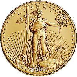 2021 American Gold Eagle Type 2 1/2 Oz 25 $ 1 Rouleau Quarante 40 Pièces Bu Dans Un Tube À Menthe