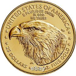 2021 American Gold Eagle Type 2 1/2 Oz 25 $ 1 Rouleau Quarante 40 Pièces Bu Dans Un Tube À Menthe