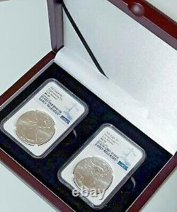 2021 American Silver Eagle 2 Jeu De Pièces Pcgs Ms70 Type 1 & Type 2