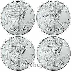 2021 American Silver Eagle Lot De 4 Pièces Bu(type 1) 1 Oz 1 $