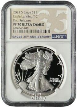 2021 S 1 $ 1oz Argent Épreuve Aigle Type 2 NGC PF70 UCAM Premières Éditions