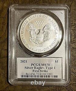 2021 Silver Eagle Pcgs Ms70 Cleveland Type 1 Mercanti Design Pop 60 Ms70 # Ltr
