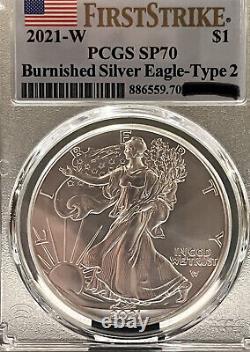 2021 Silver Eagle Pr Us Mint (2021-s Dcam Et 2021-w Dcam Et 2021-w Brûlés)