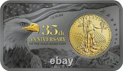 2021 Us Mint & MDM 35th Anniversary Gold Eagle 1 Oz Bar & 1/10 Oz Age Bar Set