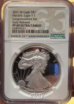 2021-W Aigle héraldique T-1 Set de félicitations Early Releases PF69 classé par NGC