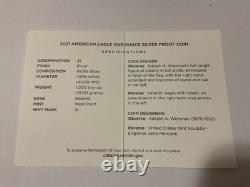 2021 W Pièces en Argent American Silver Eagle Proof Dollars T1 et T2 Ensemble de Deux Pièces OGP