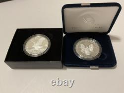 2021 W Pièces en Argent American Silver Eagle Proof Dollars T1 et T2 Ensemble de Deux Pièces OGP