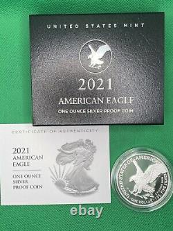 2021 W Us Mint American Proof Silver Eagle Dollar Type 2 En Main (21ean)