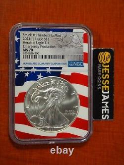 2021 (p) Silver Eagle Ngc Ms70 Er Question D'urgence A Philadelphia Mint