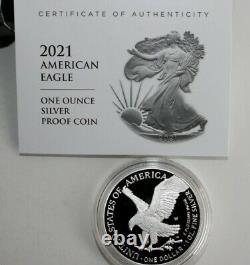 2021-w Dans La Main Type-2 Proof Américain Silver Eagle Coin Withu. S. Boîte À Menthe Et Aco