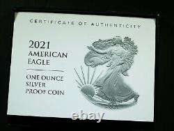 2021-w U. S. Type 2 American Silver Eagle Proof Ogp & Coa Vendu À La Monnaie