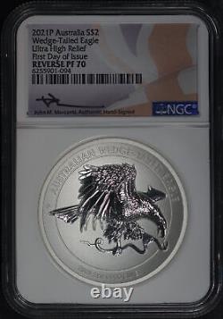 2021p Australie $2 Argent Ultra Hr Wedge Tailed Eagle 2oz Ngc Rp-70 Ide Mercanti