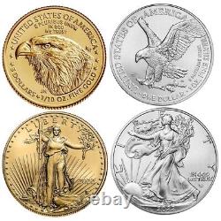 2022 1/10 Oz. American Gold Eagle Bu & 1 Oz American Silver Eagle Bu