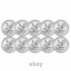 2022 1 Oz American Silver Eagle Coin Bu (lot De 10)