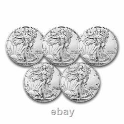 2022 1 Oz American Silver Eagle Coin Bu (lot De 5)