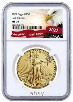 2022 1 Oz Gold American Eagle 50 $ Ngc Ms70 Fr Excl Eagle Label Sku66474
