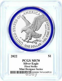 2022 $1 Silver Eagle Pcgs Ms70 Première Grève Damstra Signé Mint Designer Series