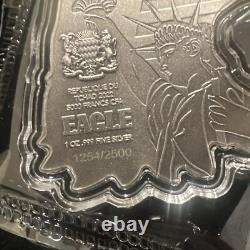 2022 1 oz Pièce en Argent Américain Eagle en Relief Élevé Façonnée. 999 Pur (avec Boîte) /2500