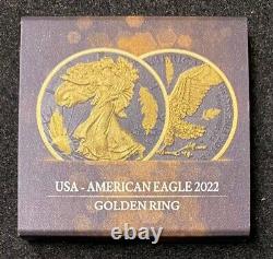 2022 American Silver Eagle Golden Ring 1oz Silver Coin Ennoblé Par Germania Mint