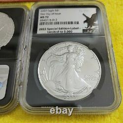 2022 American Silver Eagle Ngc Ms70 Premier Jour D'émission! Dans La Perte Prête Au Navire