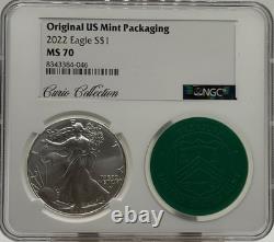2022 Collection Curio Silver Eagle NGC MS70 Emballage d'origine de la Monnaie américaine