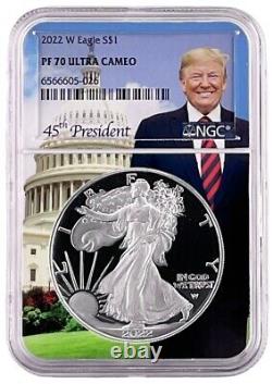 2022 W 1oz Silver Eagle Proof NGC PF70 Ultra Cameo Trump Core POP 364
