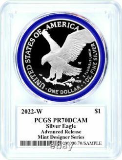 2022 W $ Proof Silver Eagle Pcgs Pr70 Dcam Advanced Release Damstra Signé