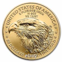 2023 1 oz American Gold Eagle $50 Coin BU
Pièce de 1 oz d'Aigle d'or américain de 2023 avec une valeur faciale de 50 dollars en état non circulé.