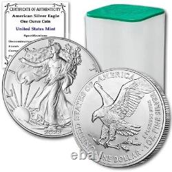 2023 Lot de (10) Pièces de monnaie American Eagle en argent d'un once non circulées magnifiquement