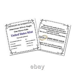 2023 Lot de (10) pièces de monnaie en argent American Eagle d'une once chacune, non circulées, dans un état brillant