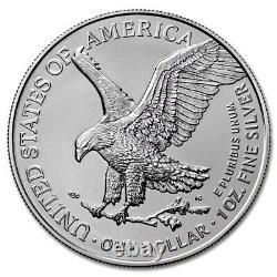 2023 Lot de (10) pièces de monnaie en argent American Eagle d'une once chacune, non circulées, dans un état brillant