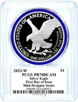 2023 W 1 $ Proof Silver Eagle Pcgs Pr70 Dcam Premier Jour D'émission Damstra Signé